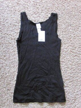NWT H&M Small Black Longer Lace Trim Scoop Neck Basic Tank Top Quality